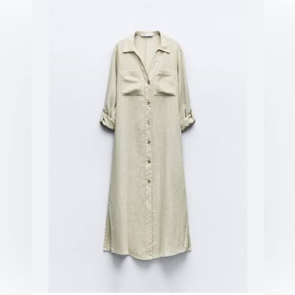 NWOT ZARA TUNIC LINEN DRESS SIZE S OVERSIZED - Picture 6 of 17